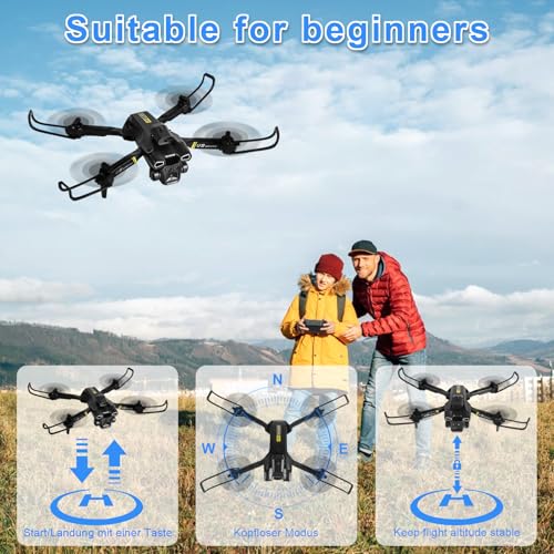Drones pour Enfant avec Caméra 720P HD, Drone Quadricoptère WiFi Télécommandé, 360°Flips et Maintien d'Altitude pour Enf